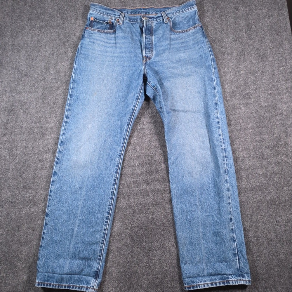 Levis 501 90s Jeans Womens 32x32 Blue Whiskered Faded Button Fly Straight